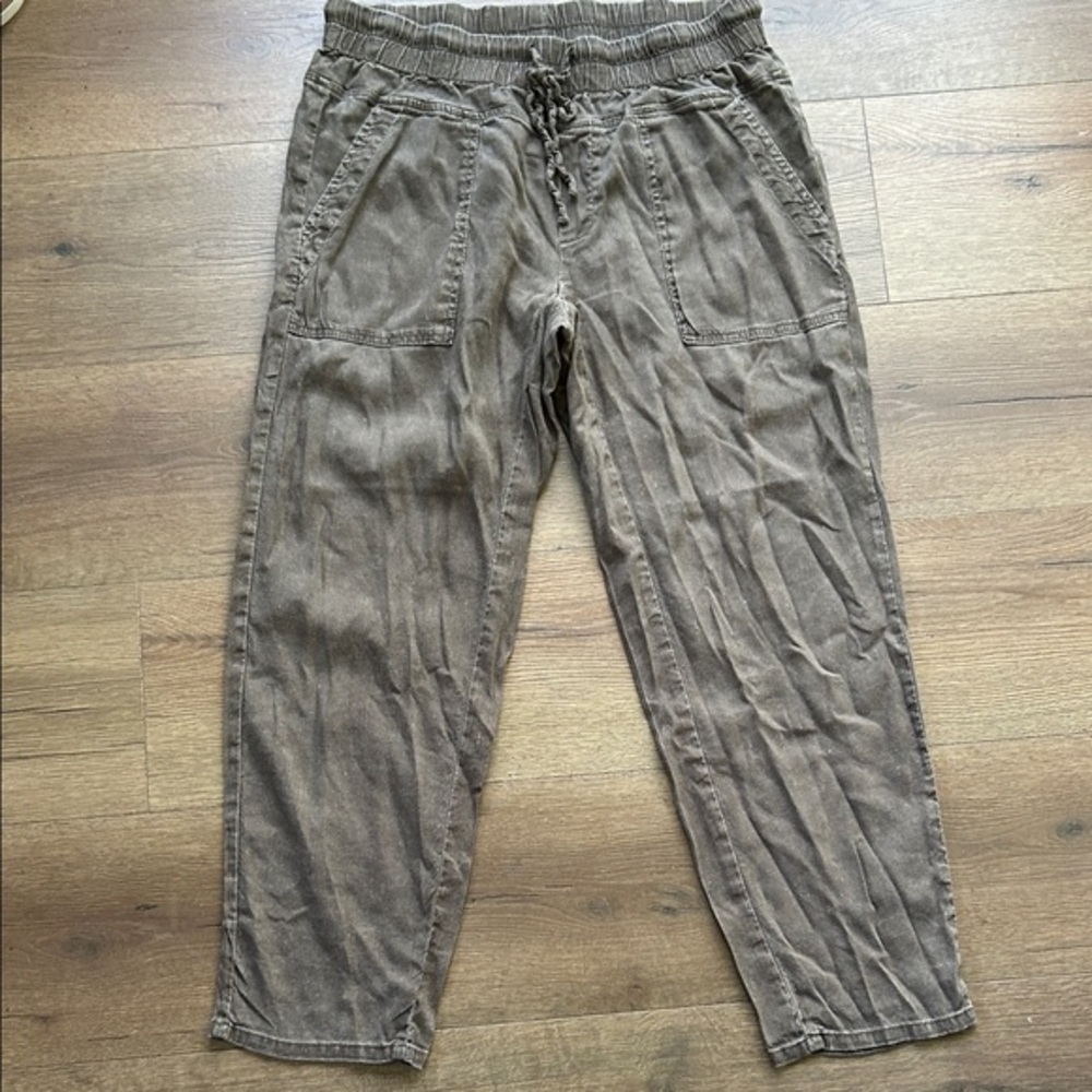 Kut from the Kloth linen Washed Brown Drawstring Utility Pants!! Medium